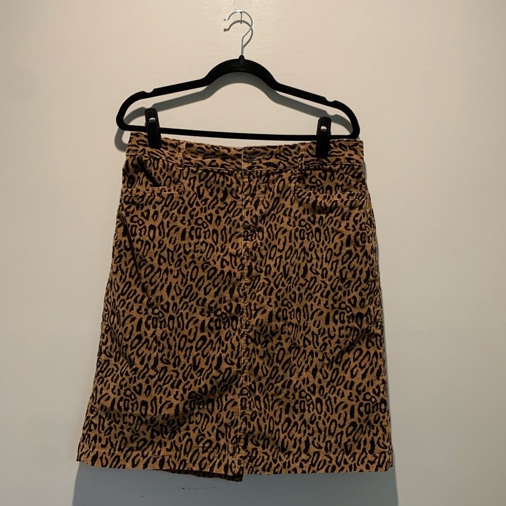 Vintage Brown Leopard Print Midi Skirt